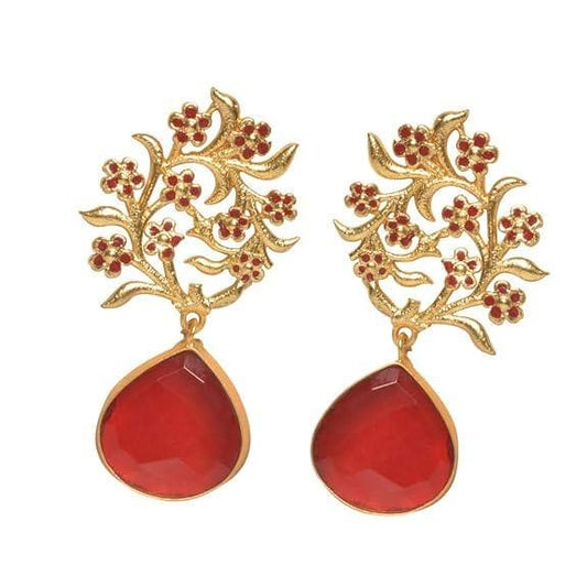 Traditional meenakari red color earrings - halfpeapp