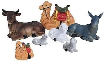 KariGhar® 7 pcs (6 inch )Animals Set for Christmas Nativity Scene/Crib Set Decoration & Various Other Decoration & Gifting. A0071,Multicolor - HalfPe