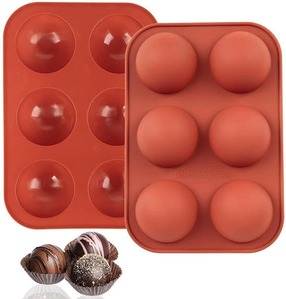 Silicone 6 Cavity Half Circle Chocolate Mould - Multicolor - HalfPe