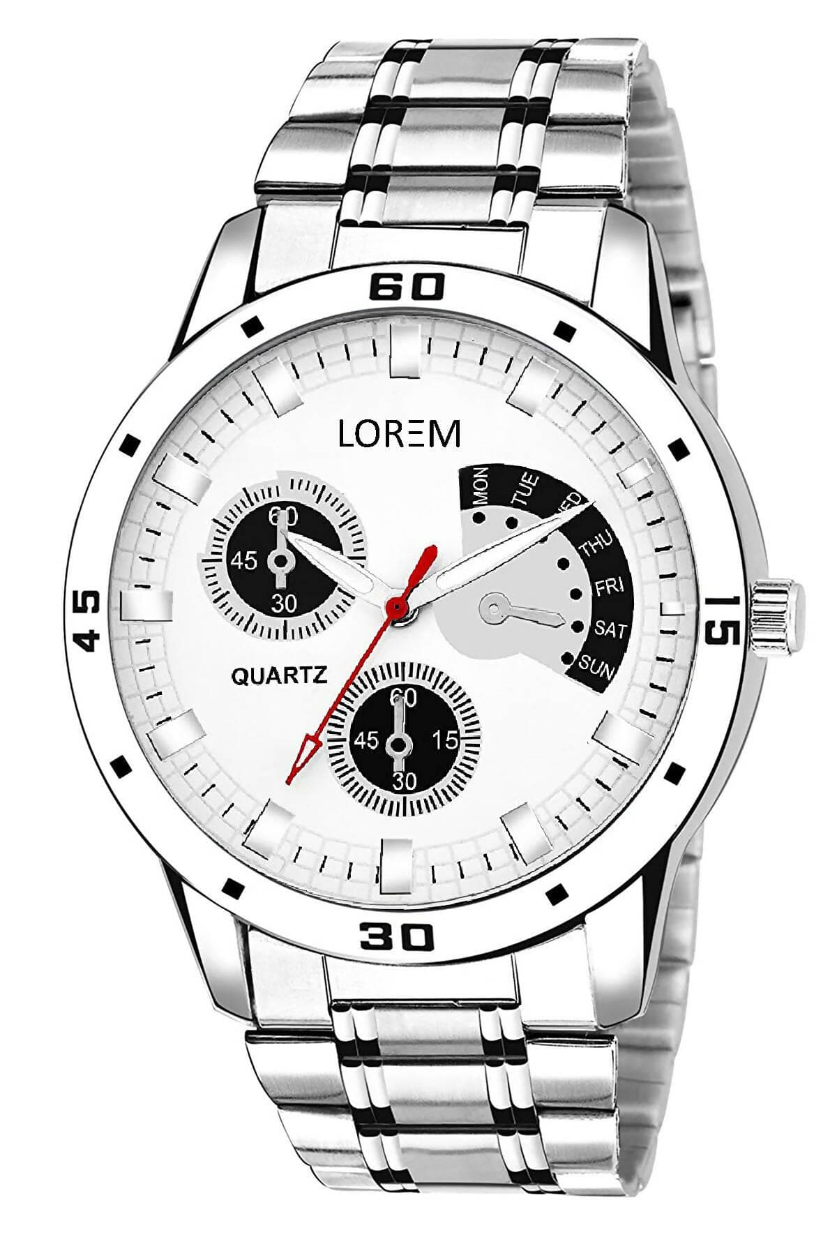 LOREM Silver Smiley Analog Watch For Men LR101 - HalfPe