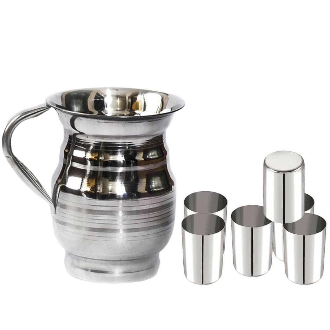 SHINI LIFESTYLE Stainless Steel Jug and Glass Combo (Set of 7) - HalfPe