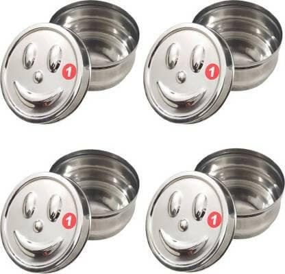 SHINI LIFESTYLE Stainless Steel Storage Bowl steel box, Steel Tiffin Boxes for Lunch Box Roti Dabba,(Pack of 4, Silver) - HalfPe