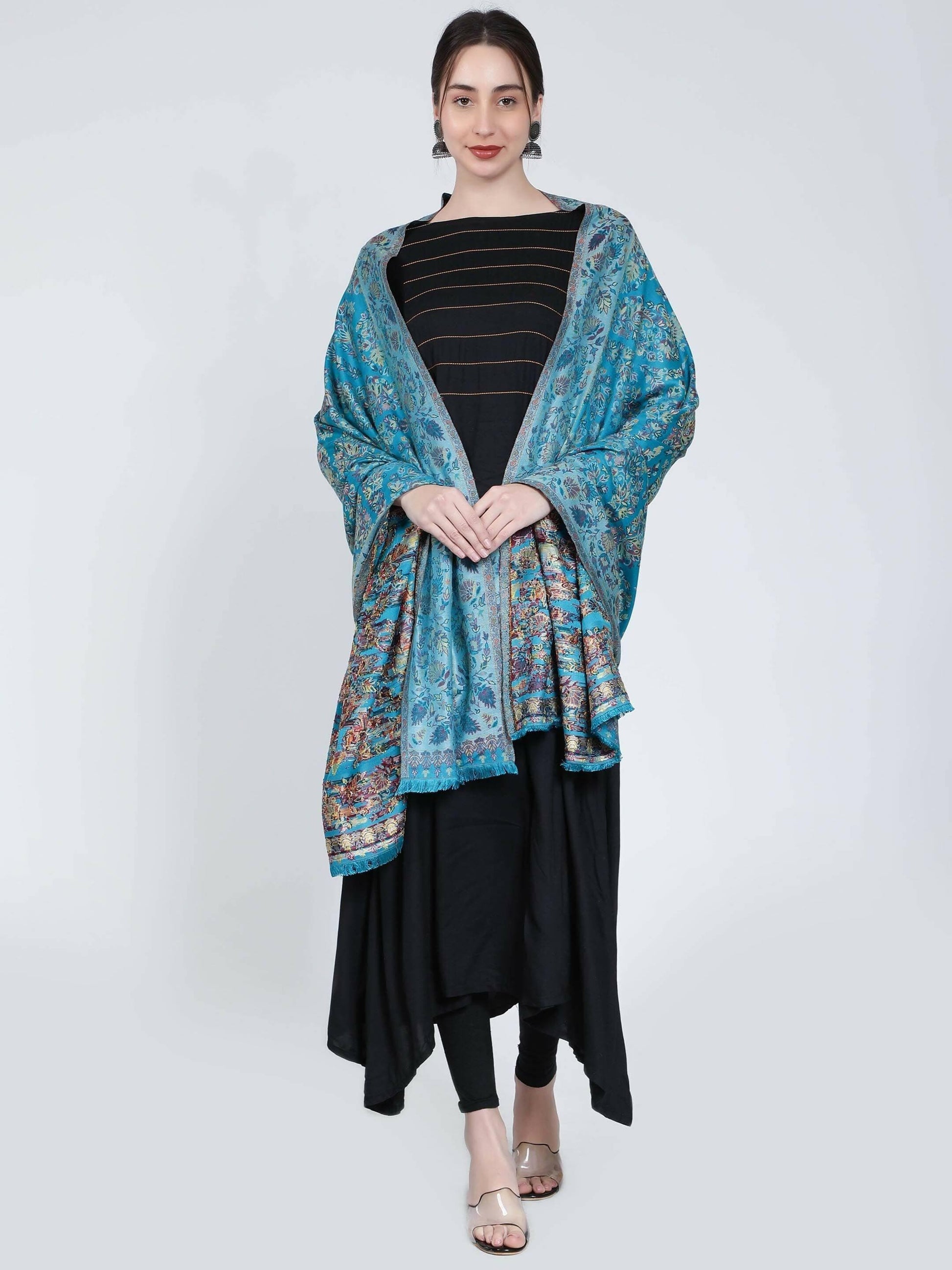 Ferozi Modal Kani Shawl (40 x 80 IN) - HalfPe