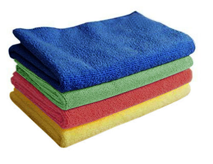 Lushomes Microfiber Wash Cloth, 40 x 60 cms, 250 GSM, 4 Pc Pack, Car Accessories, Cleaning Cloth, Car Towel Drying Cloth, Wipes, polishing Cloth, Bike Cleaning, Laptop Cloth, Multipurpose Cloth - HalfPe