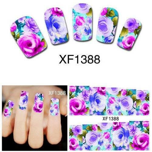 SENECIO Fantastic Floral Rose French Nail Art Manicure Flower Decals Water Transfer Stickers (2 Sheets) - HalfPe