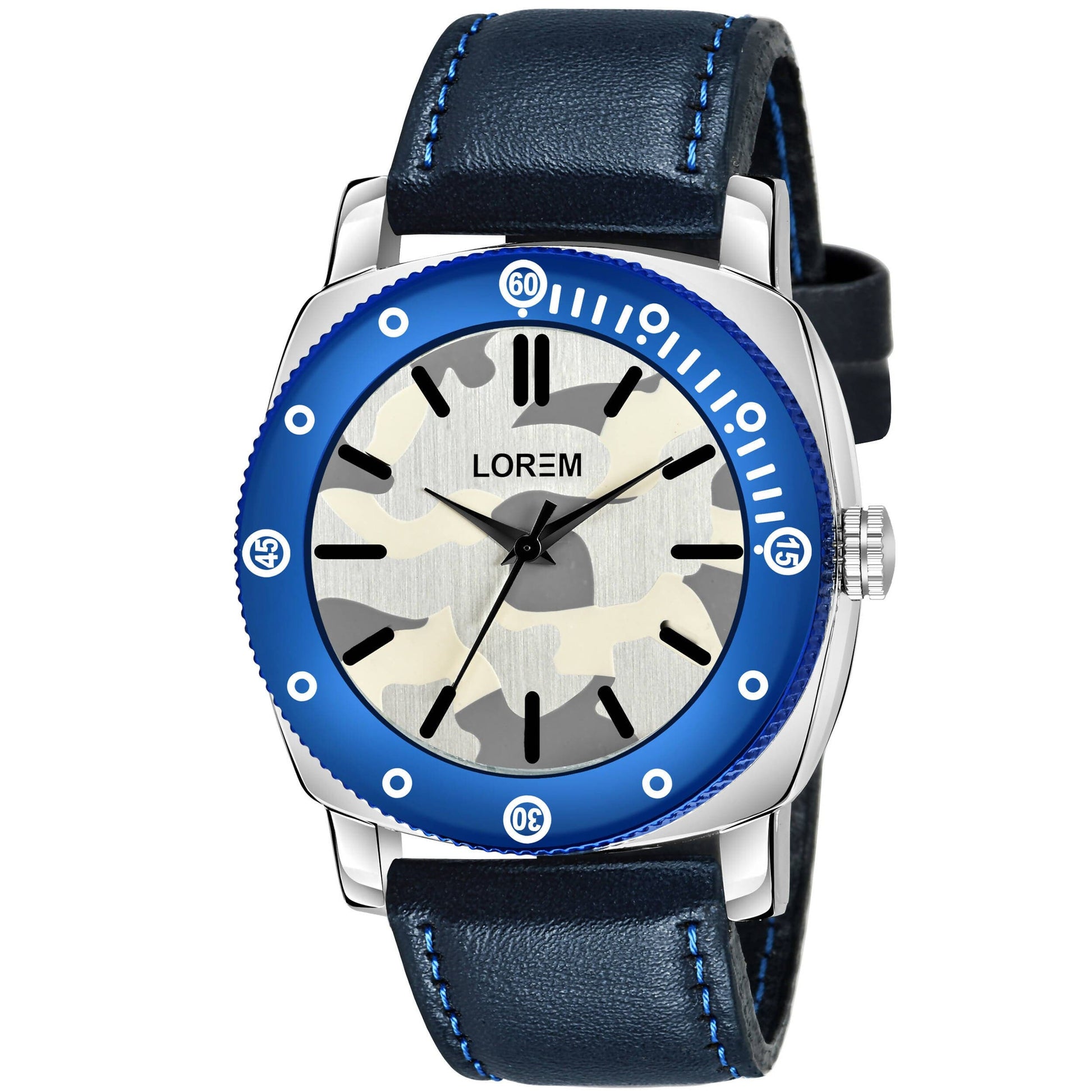 LOREM Blue Army Analog Watch For Men LR54 - HalfPe