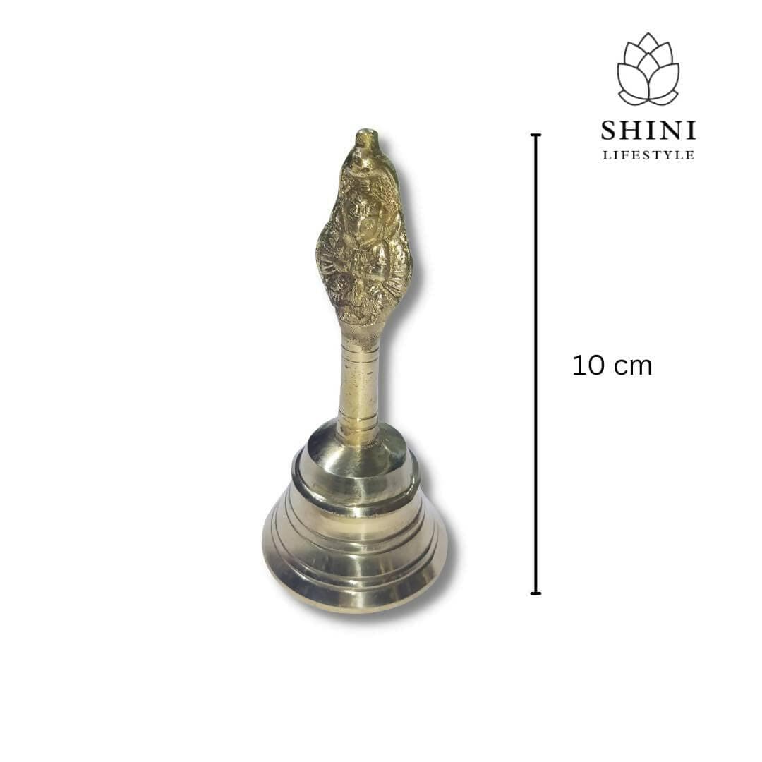 SHINI LIFESTYLE Brass Pooja Bell, Heavy Gauge, peetal mandir ghanti for Pooja (10 cm) - HalfPe