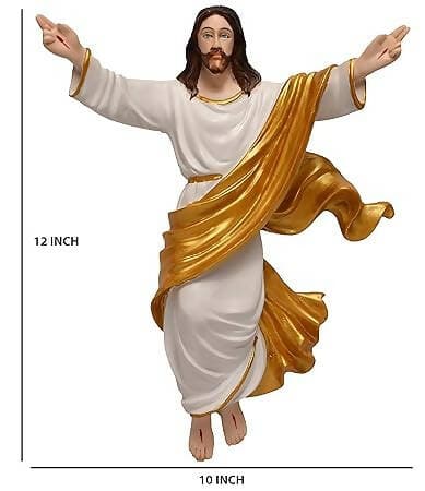 KariGhar® Risen Jesus Christ A0042 Idol & showpiece for Gifting & Decoration Purpose (Gold & White) (3 x 10 x12 Inches) - HalfPe