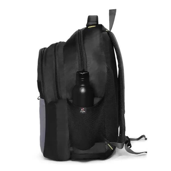 Laptop Backpack Multiple Pockets Padded Shoulder Straps Premium Fabric (Black)  - HalfPe