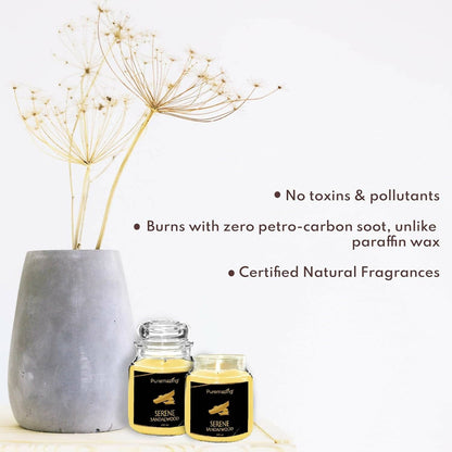 Puremazing Scented Soy Wax Candle | Jasmine & Sandalwood Fragrance for Aromatherapy, Home Decor, Gift Set (Pack of 2) - HalfPe