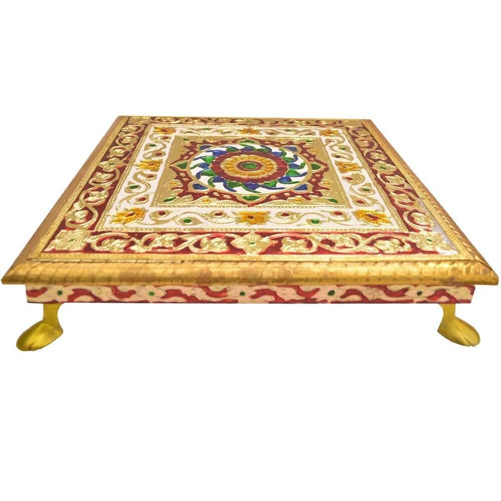 Santarms Meenakari Pooja Chowki for Idols or ladoo Gopal singhasan puja Item - HalfPe