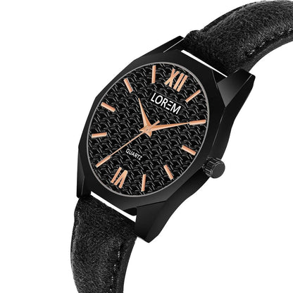 LOREM Black 3d embossed Dial Analog Watch For Women LR328 - HalfPe