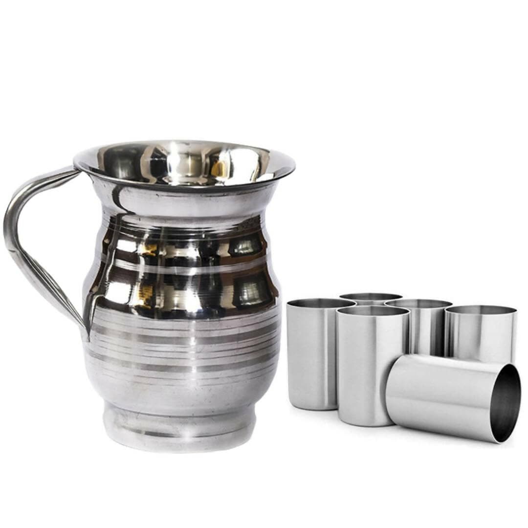 SHINI LIFESTYLE Stainless Steel Jug and Glass Combo (Set of 7) - HalfPe