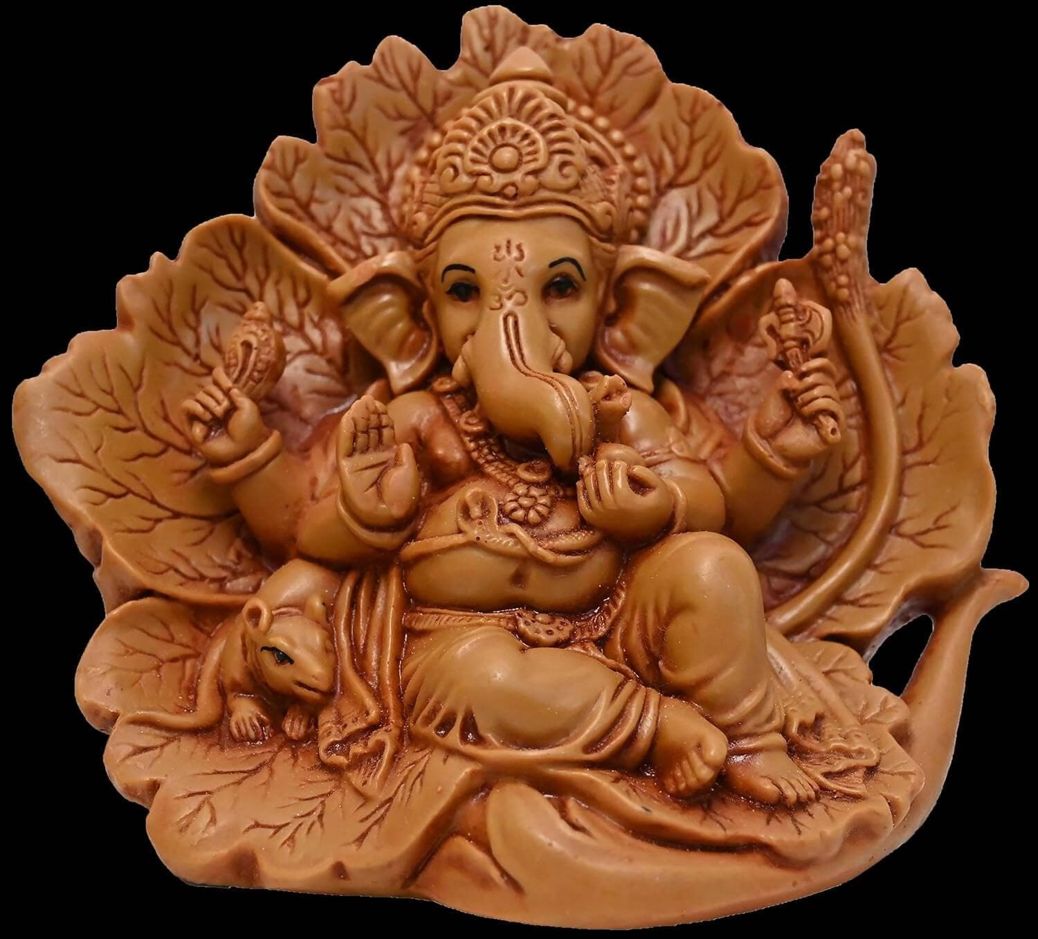 KariGhar Polyresin Ganesh Ganpati ji Idol for Car Dashboard | Jaswant Showflower | House Warming | Drawing Room | Bedroom Puja Ghar | Gifting & Decoration - HalfPe