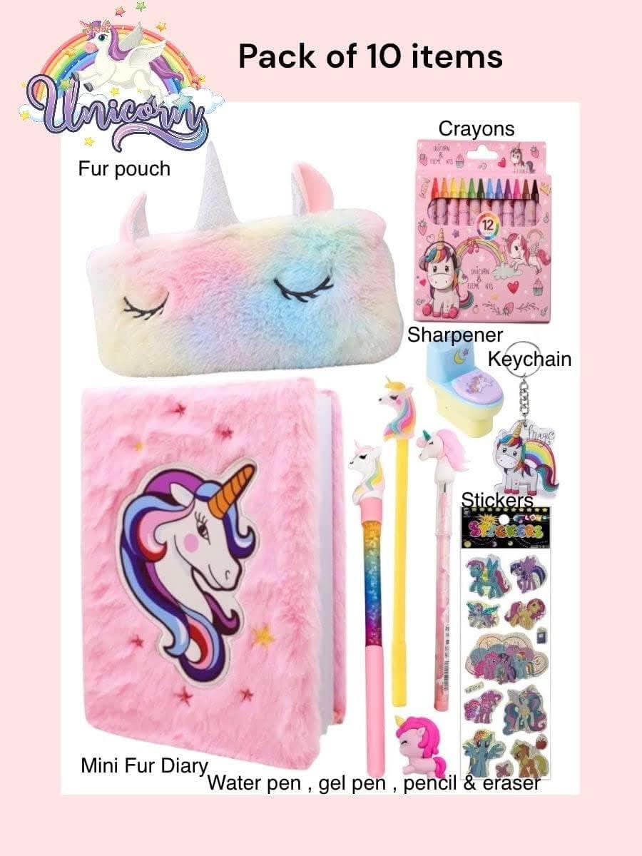 Unicorn theme combo stationary set (pack of 10) - halfpeapp