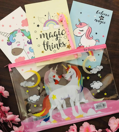 Unicorn theme mini diary , pen with pouch - halfpeapp