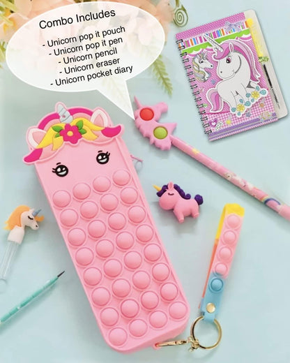 Unicorn theme pop it up stationary pouch - halfpeapp