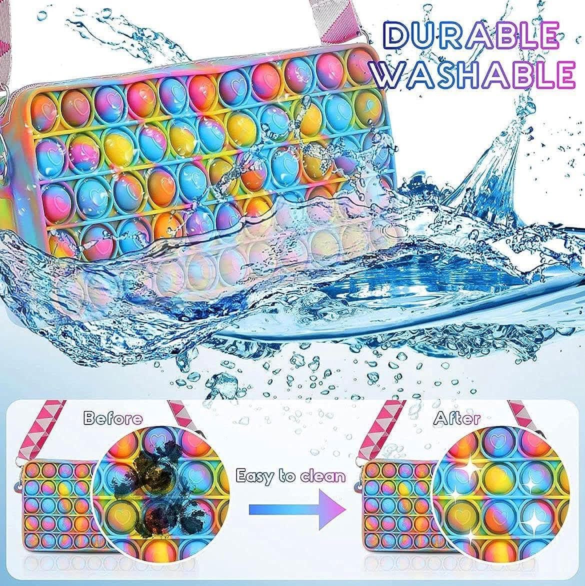 Unicorn theme sling bag , pocket diary , 4 in 1 pen & pop it keychain - halfpeapp