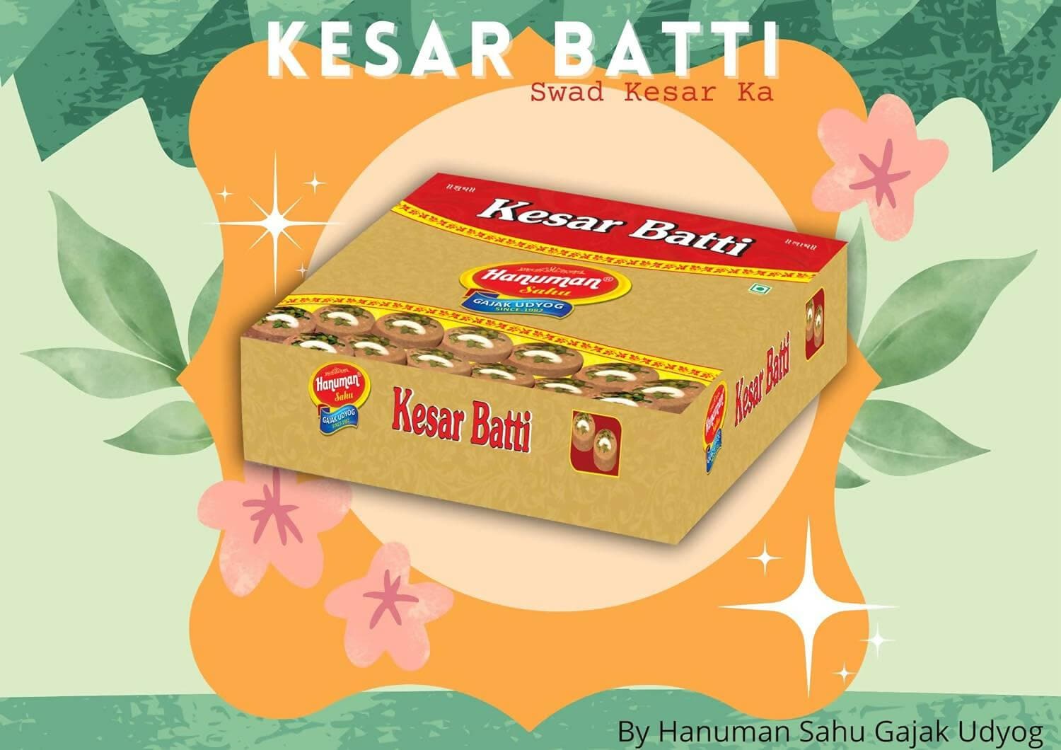 HANUMAN SAHU GAJAK UDYOG Kesar Batti with kaju &Pista Box (500gm) - HalfPe