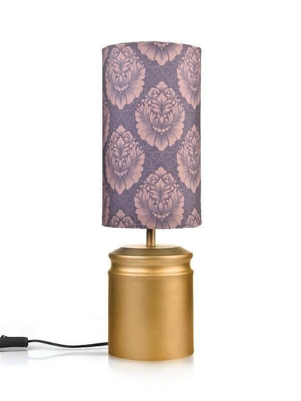 Metal Golden Table Lamp With Motives Printed Shade - HalfPe