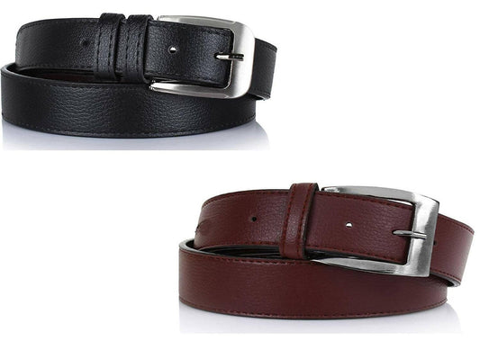 Men's Faux Leather Formal and Stylish Belt (Pack of 2) - HalfPe