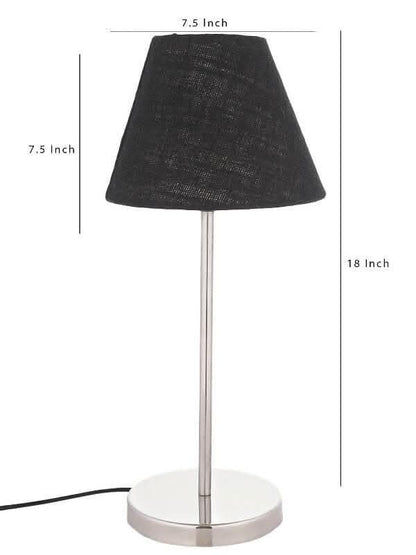 Metal Table Lamp With Black Jute Shade - HalfPe