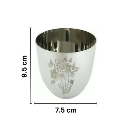 SHINI LIFESTYLE Steel Floral Design Jug and 6pc Premium Floral Glass, Steel jug Glass (Set of 6) - HalfPe