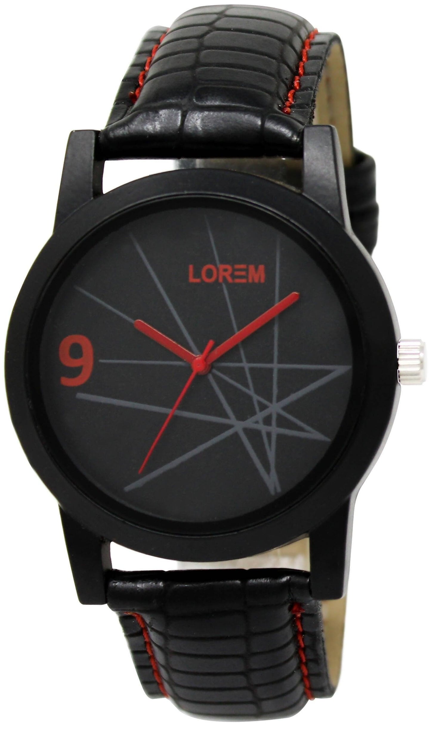 LOREM Black Star Design Analog Watch For Men LR08 - HalfPe