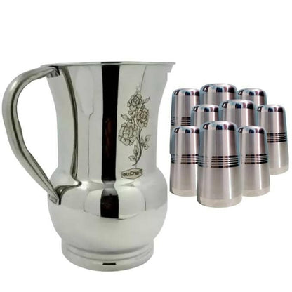 SHINI LIFESTYLE Stainless Steel Glass Set with Water Jug (set of 7) - HalfPe