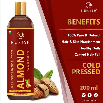 Newish Sweet Almond oil for Hair, body and Skin (Pack of 2- 200 Ml) - HalfPe