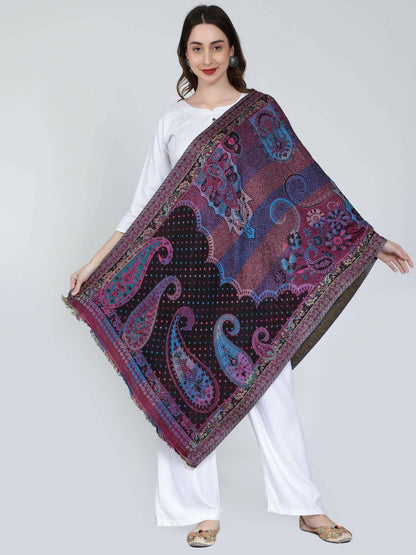 Black Multicoloured Multiweave Stole - HalfPe