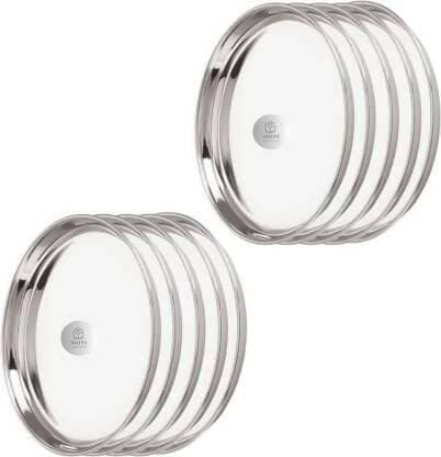 SHINI LIFESTYLE Stainless Steel Traditional dinner plates Set (Pack of 10) - HalfPe