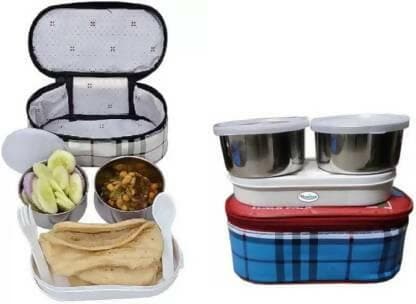 School Combo Double Decker lunchbox (750ml) (Pack of 3) - HalfPe