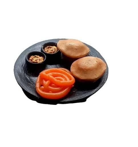 Aloo Puri and Jalebi Plate Miniature Food Fridge Magnet - HalfPe