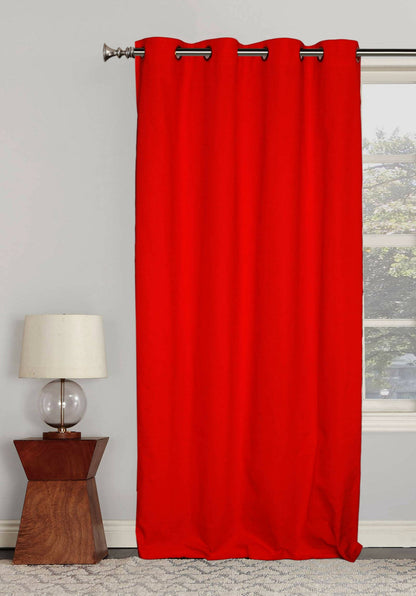 Lushomes curtains 9 feet long, Cotton Curtains, Door Curtains, Red Plain Cotton Curtains for Living Room/Home with 8 Eyelets for Long Door (54x108 Inches) - HalfPe