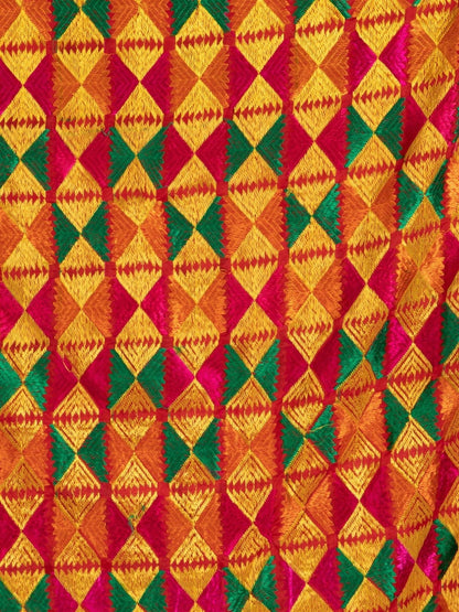 Phulkari with gold Lace (Multicolour) - HalfPe