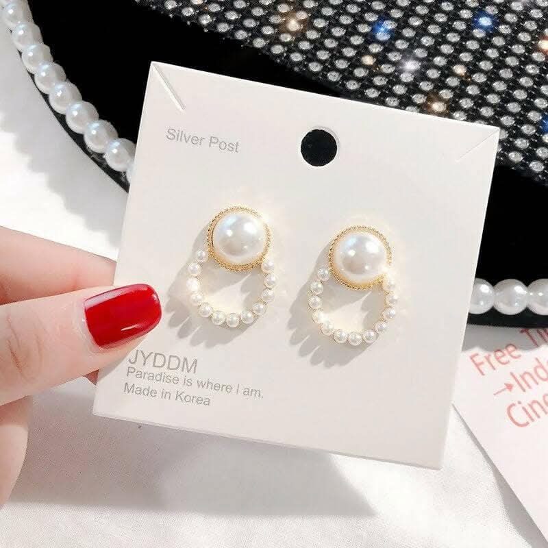 Pinapes vintage style circle pearl earrings - HalfPe