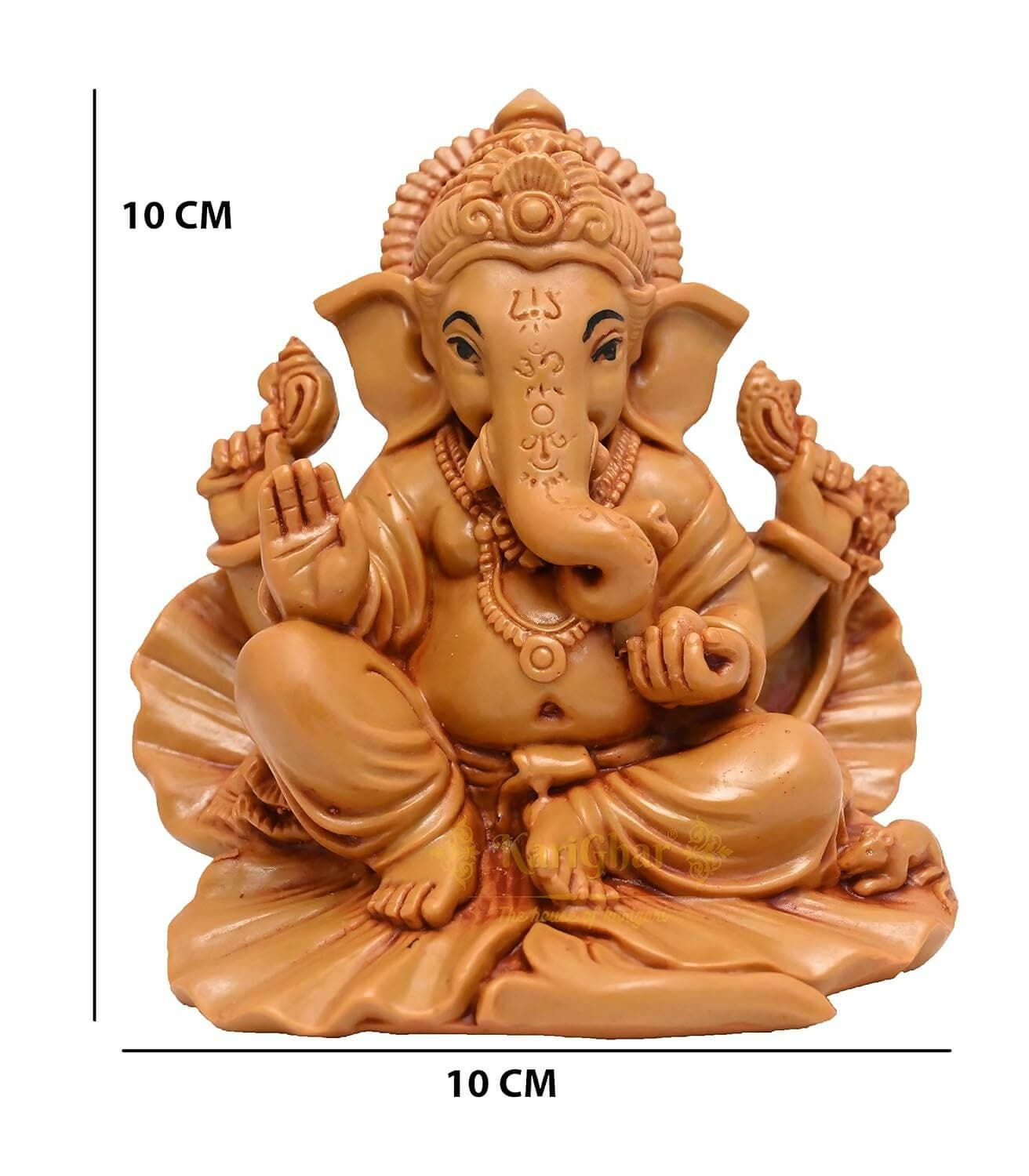 KariGhar Ganesh ji Ganpati Bappa Shoeflower Idol for Car Dashboard, House Warming, Puja Ghar, Diwali, Decoration - HalfPe