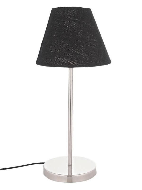 Metal Table Lamp With Black Jute Shade - HalfPe