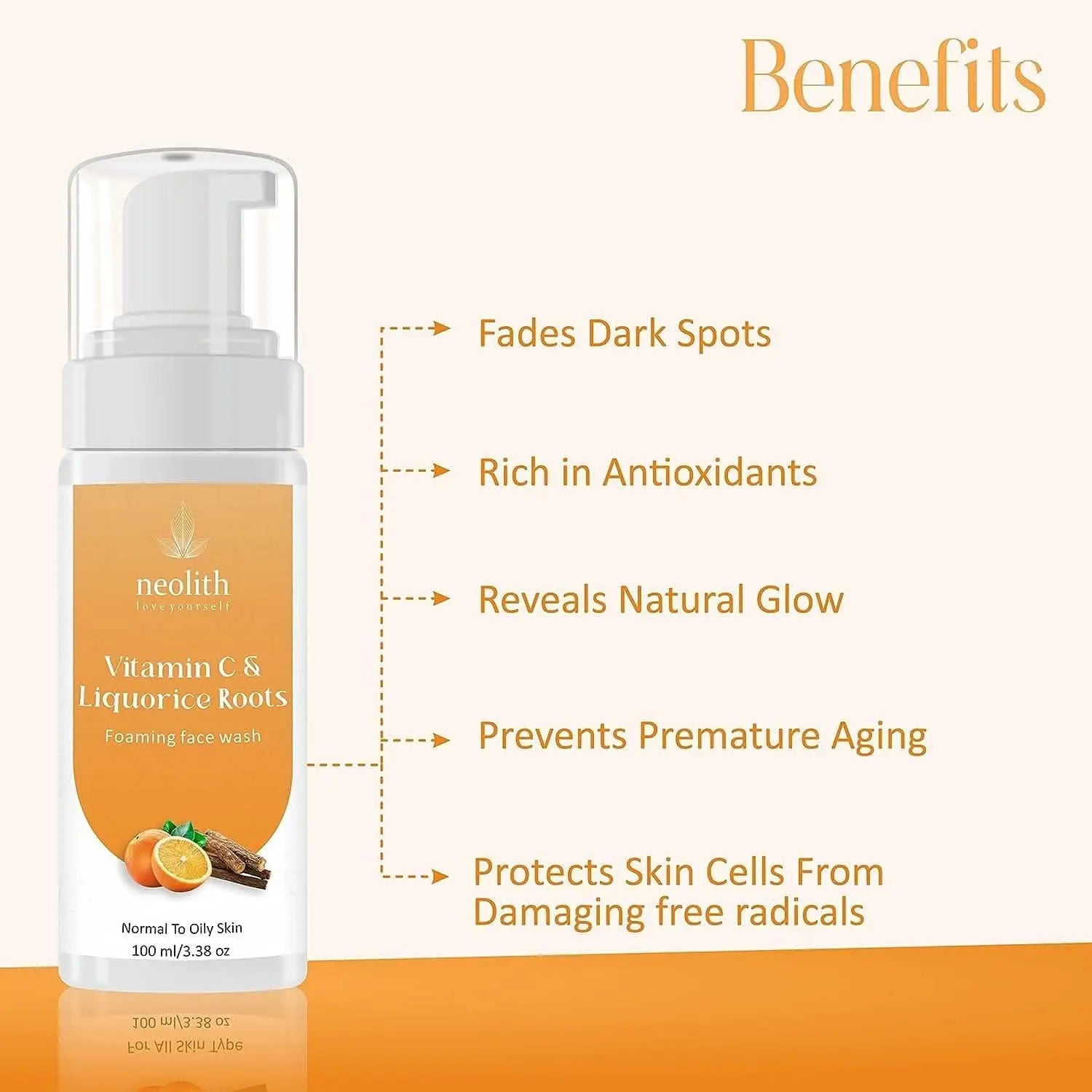Vitamin C & liquorice foaming face wash (100 ml) | NEOLITH - halfpeapp