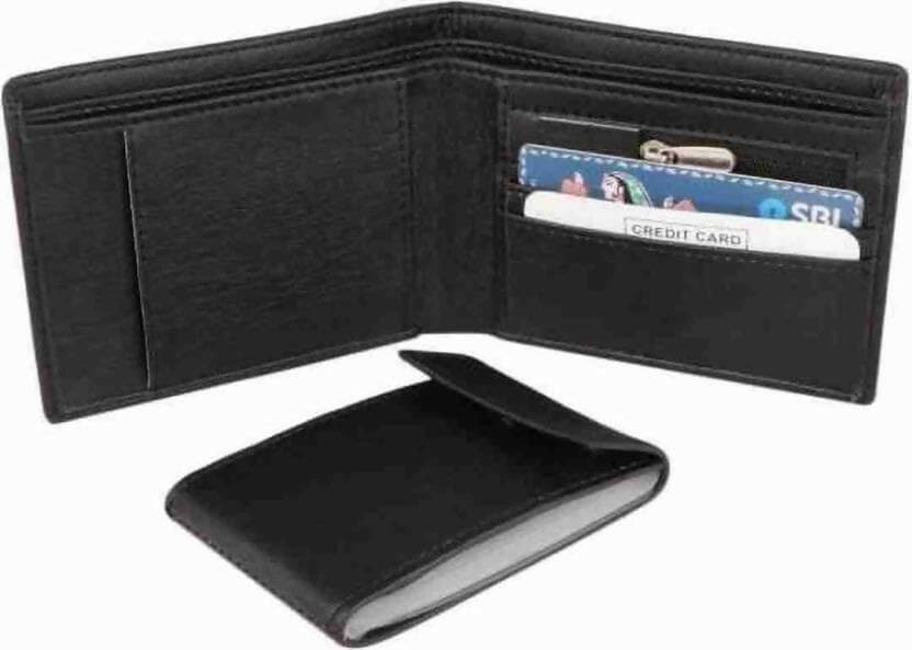 Leather Wallet For mens With Box (BLACK COLOR) - HalfPe