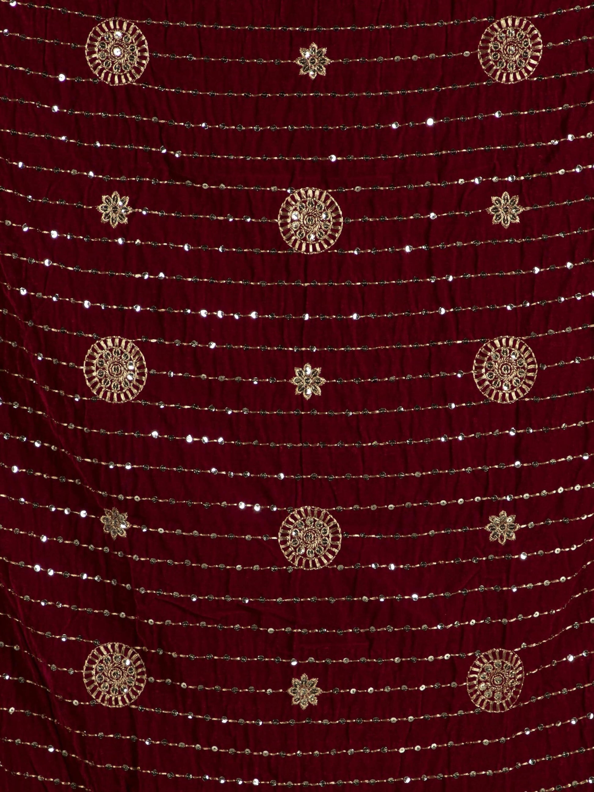 Embroidered Velvet Shawl Dupatta (Maroon) - HalfPe