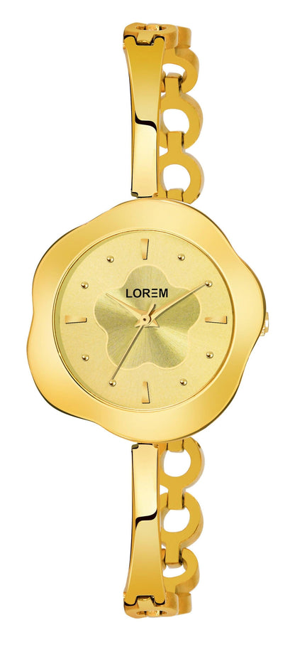 LOREM Gold Brass Designer Analog Watch For Women LR262 - HalfPe