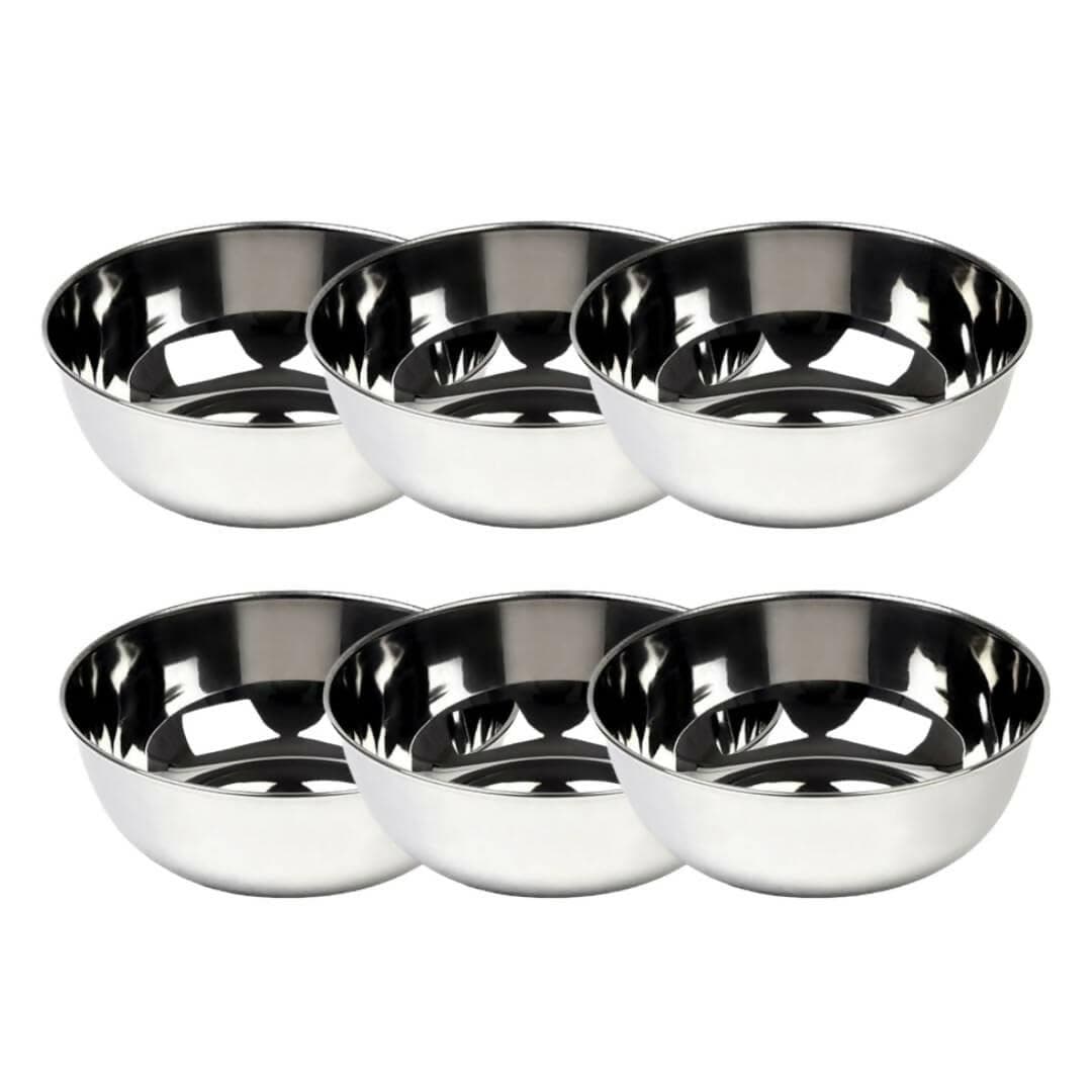 SHINI LIFESTYLE Steel Heavy Gauge Solid Bowl (Pack of 6) - HalfPe