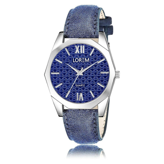 LOREM Blue 3d embossed Dial Analog Watch For Women LR333 - HalfPe