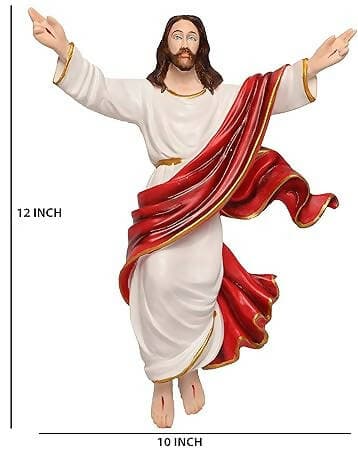 KariGhar Risen Jesus Christ (3 x 10 x12 Inches) A0042 Idol & showpiece for Gifting & Decoration Purpose (Red & White) - HalfPe