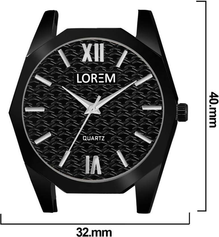 LOREM Black 3d embossed Dial Analog Watch For Women LR329 - HalfPe