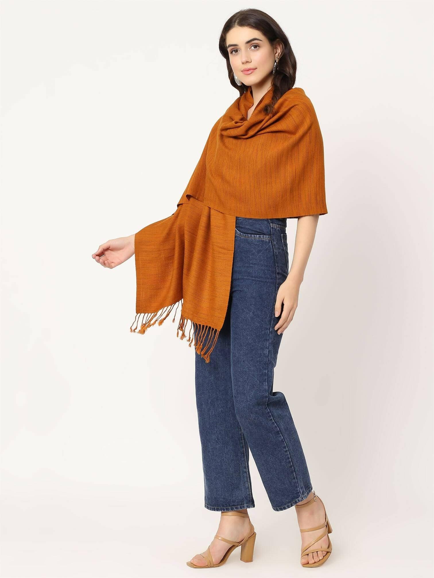 Mustard Brown Stole for women - HalfPe