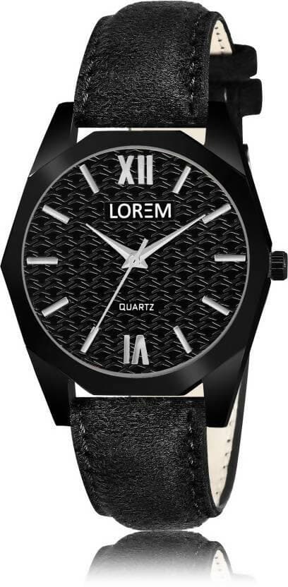 LOREM Black 3d embossed Dial Analog Watch For Women LR329 - HalfPe