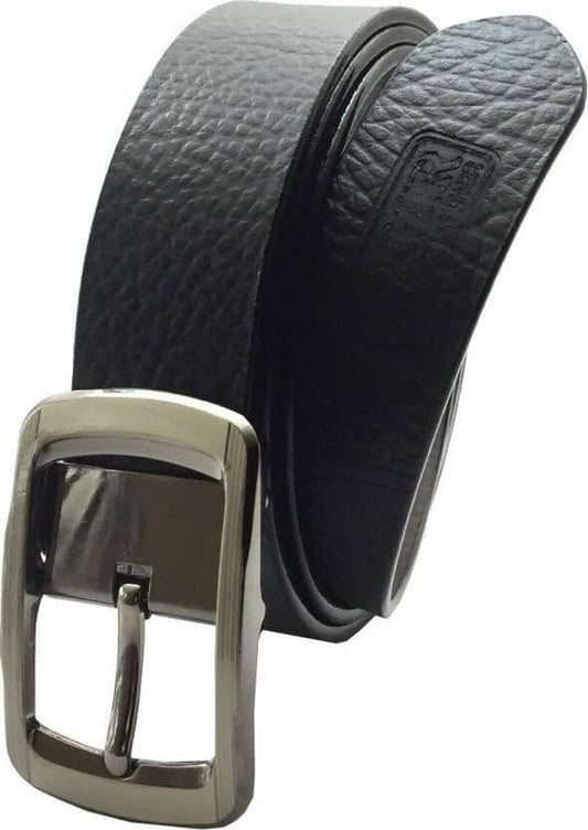 Men Casual Black Genuine Leather Belt (Size: 46) - HalfPe